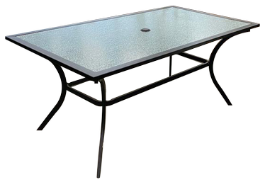 Lauko stalas Besk, skaidrus/juodas, 166 cm x 96 cm