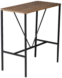 Baro stalas Kalune Design Nordic, juodas/riešuto, 90 cm x 45 cm x 92 cm