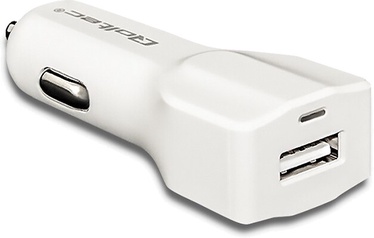 Auto laadija Qoltec 50129, USB, valge, 12 W