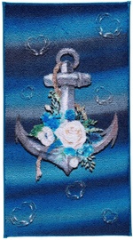 Vannas istabas paklājs Foutastic Romantic Anchor 352CNF1196, balta/zaļa/pelēka/tumši zila, 100 cm x 57 cm