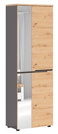 Skapis Black Red White Memphis, ozola/grafīta, 65 cm x 38 cm x 192 cm, with mirror