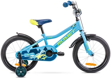 Vaikiškas dviratukas su papildomais ratukais Romet Tom 16, mėlynas, 9", 16"