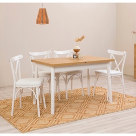 Ēdamistabas komplekts Kalune Design OLV-AC-TK9, balts/koka