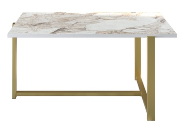 Kafijas galdiņš Kalune Design Merideths, zelta/balta, 920 mm x 640 mm x 450 mm