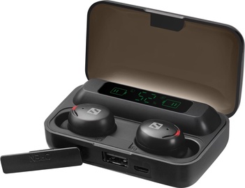 Belaidės ausinės Sandberg Bluetooth Earbuds + Powerbank, juoda