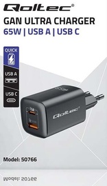 Адаптер Qoltec ULTRA 65W charger 50766, 1 x USB Type C, 90 м, черный, 65 Вт
