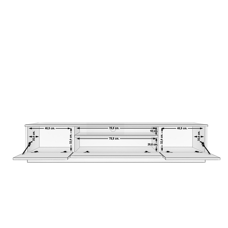 TV-laud Kalune Design Freestyle 180-CR, must/pähklipuu, 40 cm x 180 cm x 46 cm