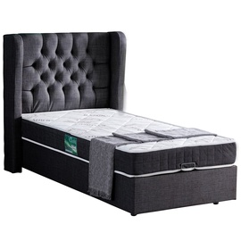 Кровать Kalune Design Ryga, 90 x 190 cm, антрацитовый, с матрасом, с решеткой