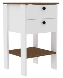 Naktinis staliukas Kalune Design Ruzisa 835PUQ2704, baltas/riešuto, 44 x 44 cm x 75 cm