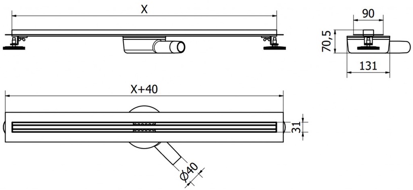  Трап для душа Mexen Flat 360 Slim, 70 см