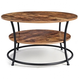 Kafijas galdiņš Songmics Rustic, brūna/melna, 800 mm x 800 mm x 450 mm