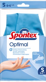 Перчатки резиновые Spontex Optimal, латекс, синий, S, 2 шт.