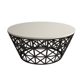 Kafijas galdiņš Kalune Design Stil Metal Ferforje, balta/melna, 900 mm x 900 mm x 380 mm