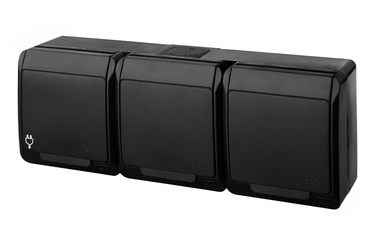 Штепсельное соединение Elektroplast Hermes, c заземлением, IP44, черный