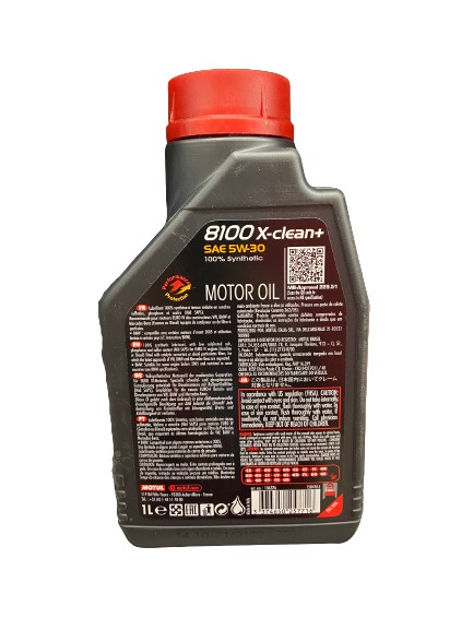 Машинное масло Motul 8100 X-Clean 5W - 30, синтетический, для легкового автомобиля, 1 л