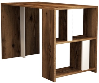 Rašomasis stalas su lentyna Kalune Design Lima 845HCT3841, baltas/smėlio/riešuto