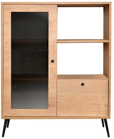 Шкаф-витрина Kalune Design Calvin Multi Glass, дубовый/черный, 90 см x 41 см x 110 см