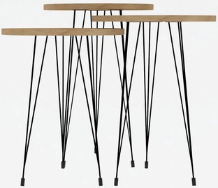 Журнальный столик Kalune Design Lucky, черный/дубовый, 38 см x 38 см x 55 см