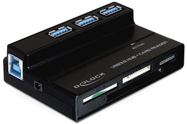 Atminties kortelių skaitytuvas Delock USB 3.0 Card Reader All in 1 + 3 Port USB 3.0 Hub