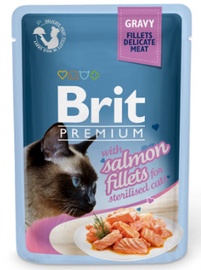 Влажный корм для кошек Brit Premium Salmon Fillets In Gravy, рыба/лосось, 0.085 кг