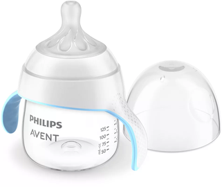 Vaikiškas puodelis Philips Avent Natural Response Trainer Cup, 150 ml, 4 mėn., plastikas/silikonas, skaidri/balta