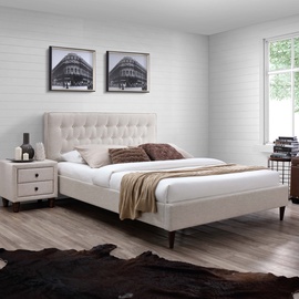 Кровать двухместная Home4you Emilia + Harmony Delux, 160 x 200 cm, песочный, с матрасом, с решеткой