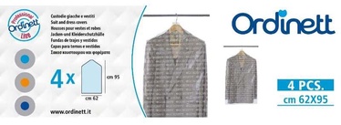 Комплект мешков для одежды Ordinett, 95 см x 62 см, прозрачный, пластик, 4 шт.