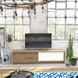 TV-laud Kalune Design Newyork, valge/tamm, 180 cm x 35 cm x 45 cm