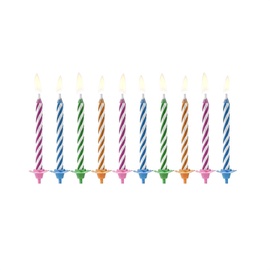 Dzimšanas dienas svece Party&Deco Striped, 10 gab.
