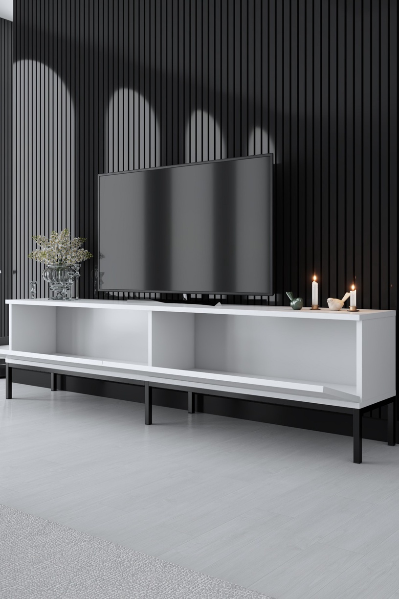 TV-laud Kalune Design Lord, valge/must, 30 cm x 180 cm x 47 cm