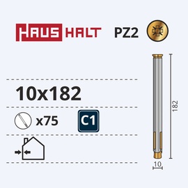 Ankrupolt raamidele Haushalt, 10x182 mm, 75 tk