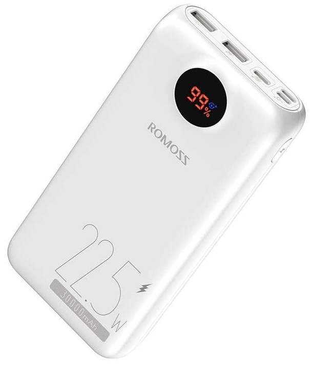 Nešiojamasįkroviklis(Powerbank)RomossPSW30PF,30000mAh,18-22.5W,balta