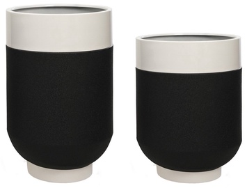 Puķu pods Kalune Design Decorative Pot Set 1019-1 253NSR1137, alumīnijs/metāls, 400 mm, Ø 400 mm x 400 mm, balta/melna
