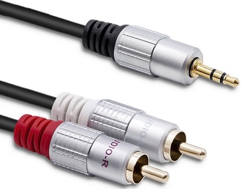 Juhe Qoltec 2xRCA to Mini Jack 3.5mm 52339, must, 1 m