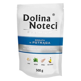 Mitrā barība (konservi) suņiem Dolina Noteci Premium, zivs/forele, 0.5 kg