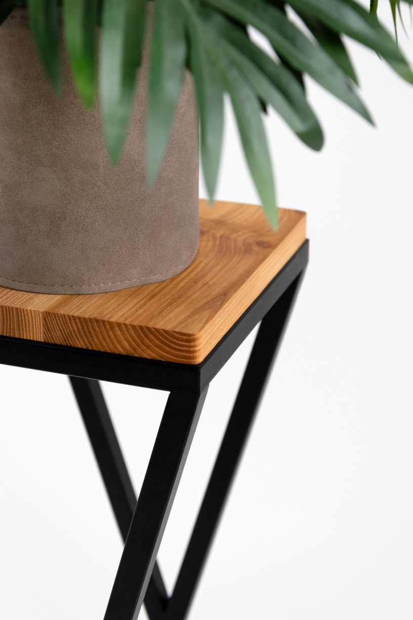 Ziedu statīvs Garden Center VICHY, 77 cm x 19 cm, 19 cm, koks/metāls, brūna/melna
