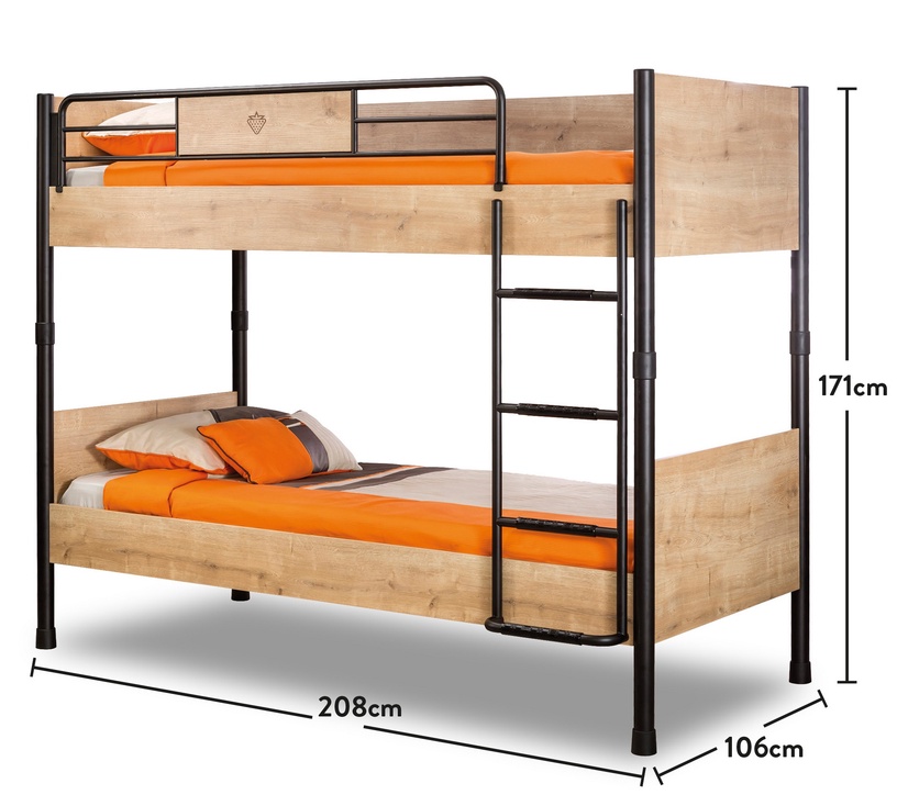 Детская кровать Kalune Design Mocha Bunk Bed, многоцветный, 208 x 106 см