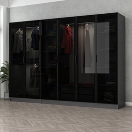 Гардероб Kalune Design Kale 6653, черный/антрацитовый, 52 см x 270 см x 190 см