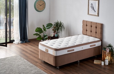 Кровать одноместная Kalune Design Latte, 80 x 180 cm, белый/светло-коричневый, с матрасом, с решеткой