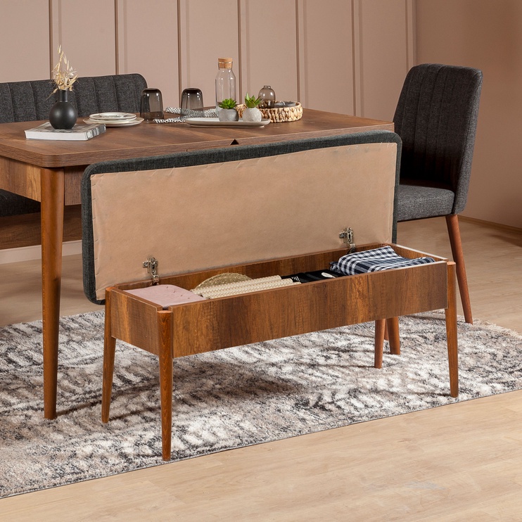 Ēdamistabas komplekts Kalune Design Vina 1053, valrieksts/antracīts