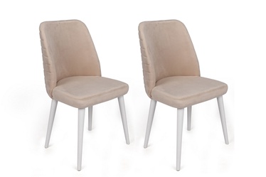 Ēdamistabas krēsls Kalune Design Tutku 326 V2 974NMB1689, matēts, balta/krēmkrāsa, 49 cm x 50 cm x 90 cm, 2 gab.