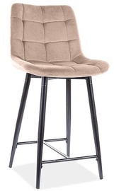 Барный стул Chic H-2 Velvet, черный/бежевый, 45 см x 37 см x 92 см