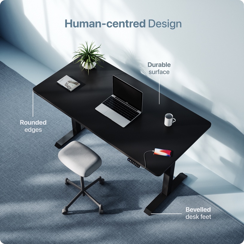 Kirjutuslaud reguleeritava kõrgusega Desktronic Home One Black, must