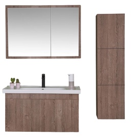 Vonios kambario komplektas Kalune Design Bryce 100, ruda, 47 cm x 98 cm x 50 cm