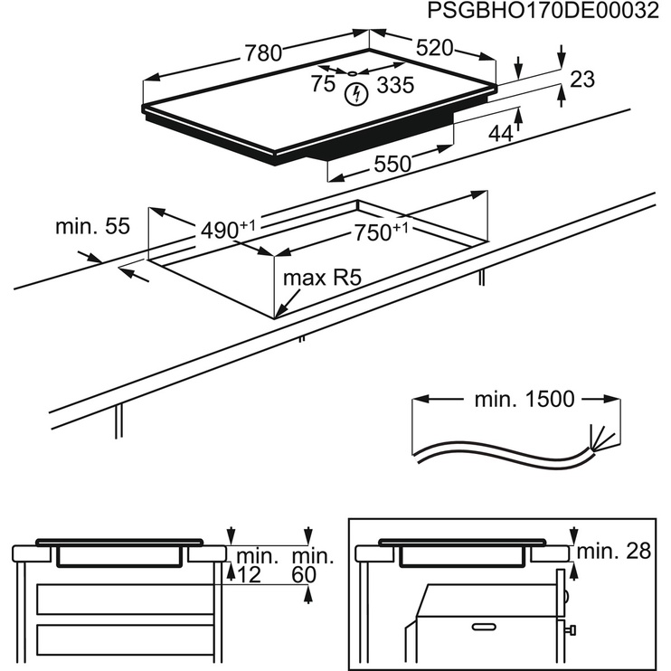 Индукционная плита Electrolux 900 serija „SensePro“ su termometru „Hob2Hood®“ EIS8648