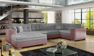 Stūra dīvāns Damario Monolith 84, Monolith 63, rozā/gaiši pelēka, kreisais, 189 x 338 cm x 78 cm