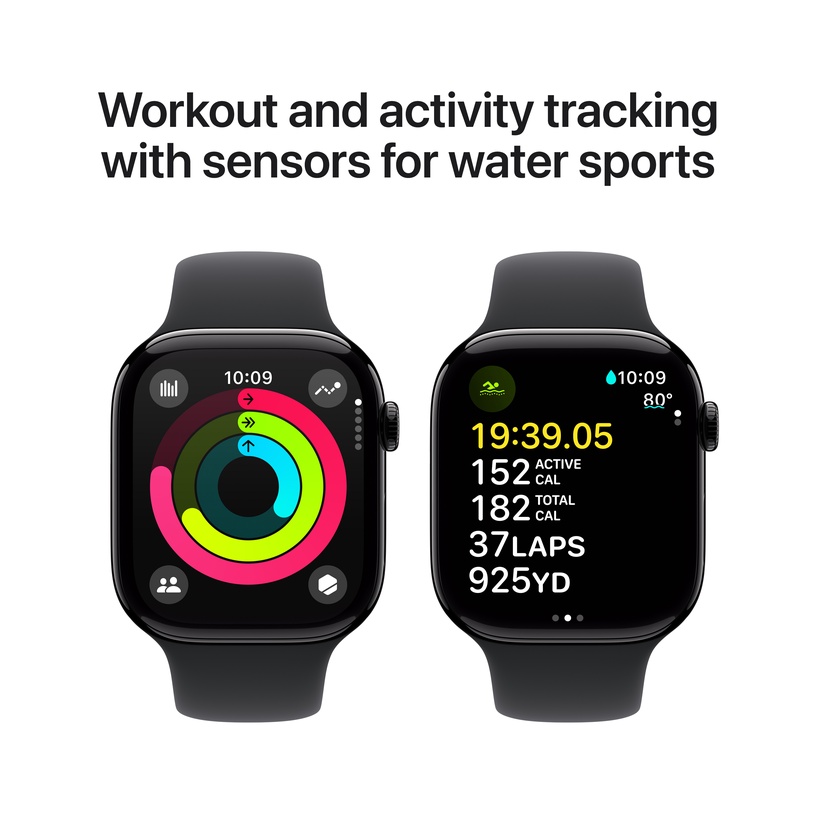 Viedais pulkstenis Apple Watch Series 10 GPS + Cellular Aluminium Case Black Sport Band S/M, jet black