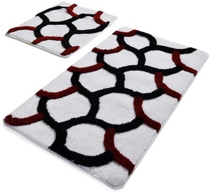 Vannasistabas paklājiņu komplekts Foutastic Elegant 359CHL2265, balta/melna/sarkana, 100 cm x 60 cm