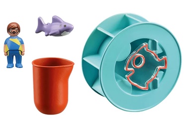 Набор игрушек для купания Playmobil Aqua Water Wheel With Baby Shark, многоцветный, 6 шт.