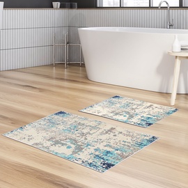Комплект ковриков для ванны Foutastic 299ANR1657, синий/серый/кремовый, 150 см x 60 см